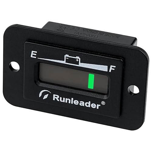 Runleader - Indicador de batería LED de 12 V, 24 V, 36 V, 48 V, medidor de capacidad de batería, monitor de carga y descarga de batería para carrito