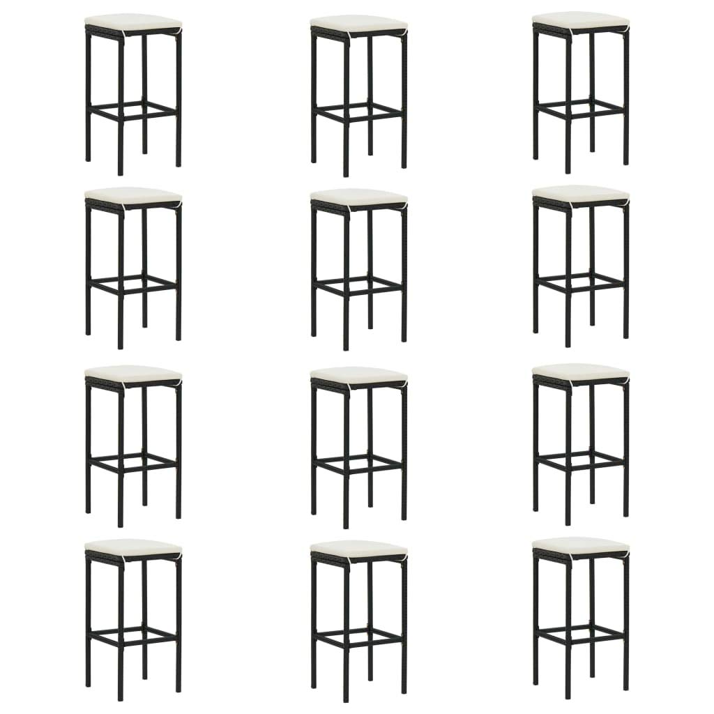 SKM Meuble de Bar de Jardin 16 pcs et Coussins Résine tressée Noir-160.8KG
