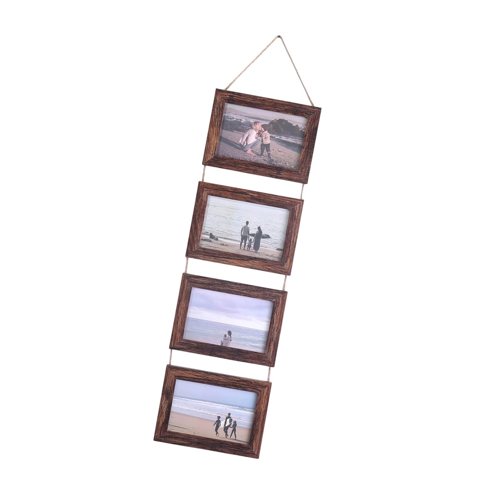 Hanging Collage Frame Wall Decor 4x6 Picture Opening Rustic Wood Frame with Rope Wall Collage Frame
