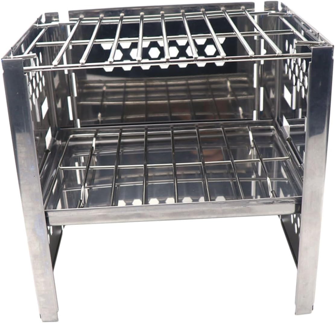 1Set Adjustable Portable Barbecue Grill Camping Stove for Outdoor Bbq Picnic Hiking Space Saving Design with Excellent Heat Resistance