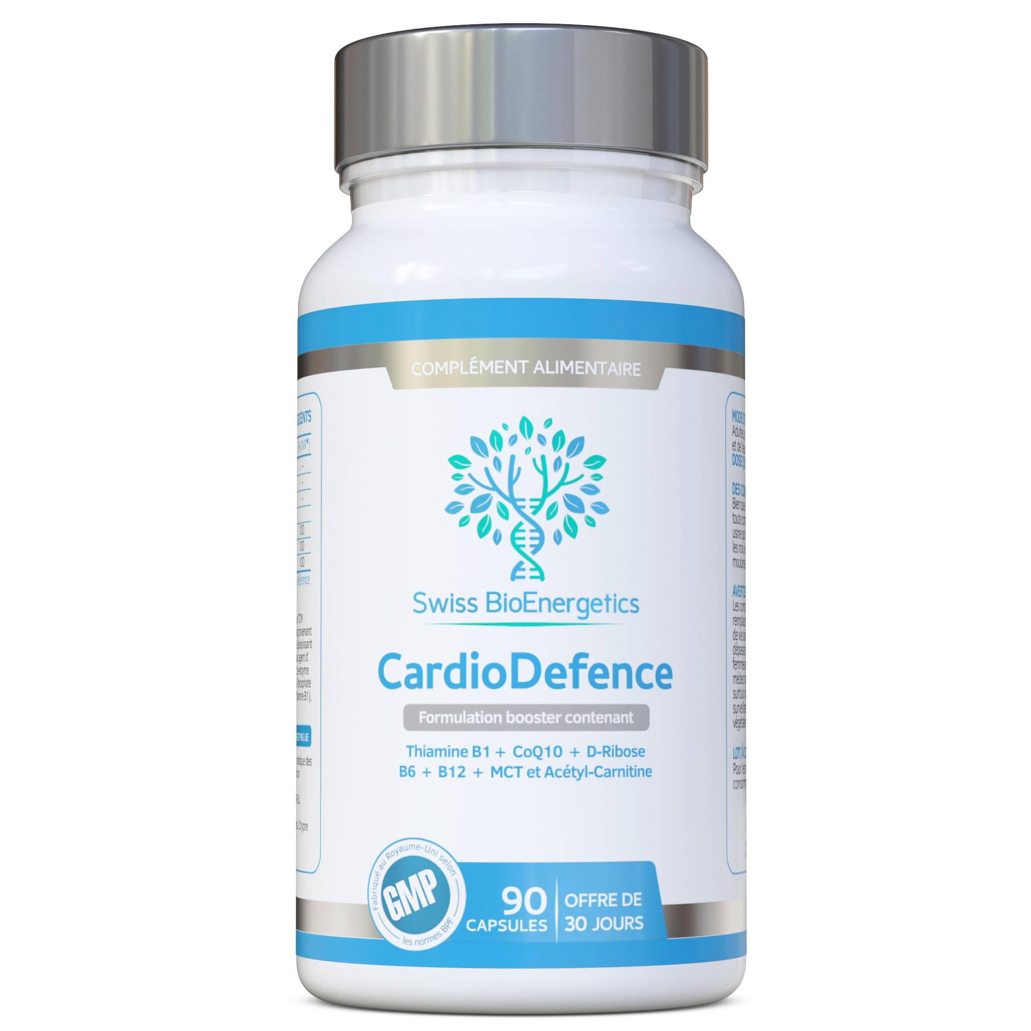 CardioDefence - équilibre précis de CoQ10, D-ribose, acétyl L-carnitine, vitamines B et MCT- contribuer à fonction normale du cœur et réduire la fatigue - 90 gélules