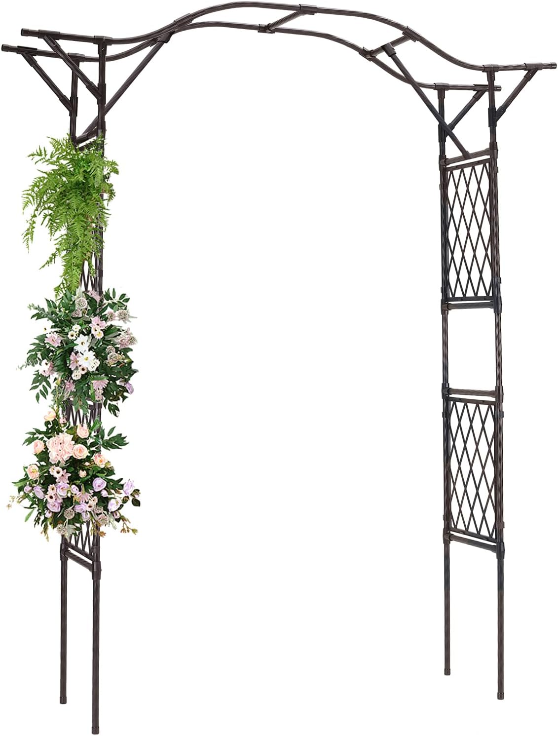 Lalahoni Garden Arch Arbor Trellis, 8ft Tall Outdoor Archway for Climbing Plants, Durable Garden Arch for Lawn, Party, Ceremony Wedding Decoration, Black