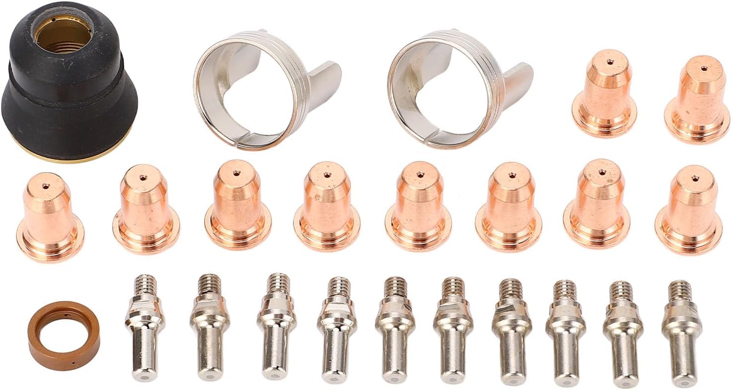 24 Piece IPT40 Tip Electrode Kit for Cut 55DS Pro Cut 65DS Plasma Cutter Consumables Set with Brass Zinc Alloy Stainless Steel Material