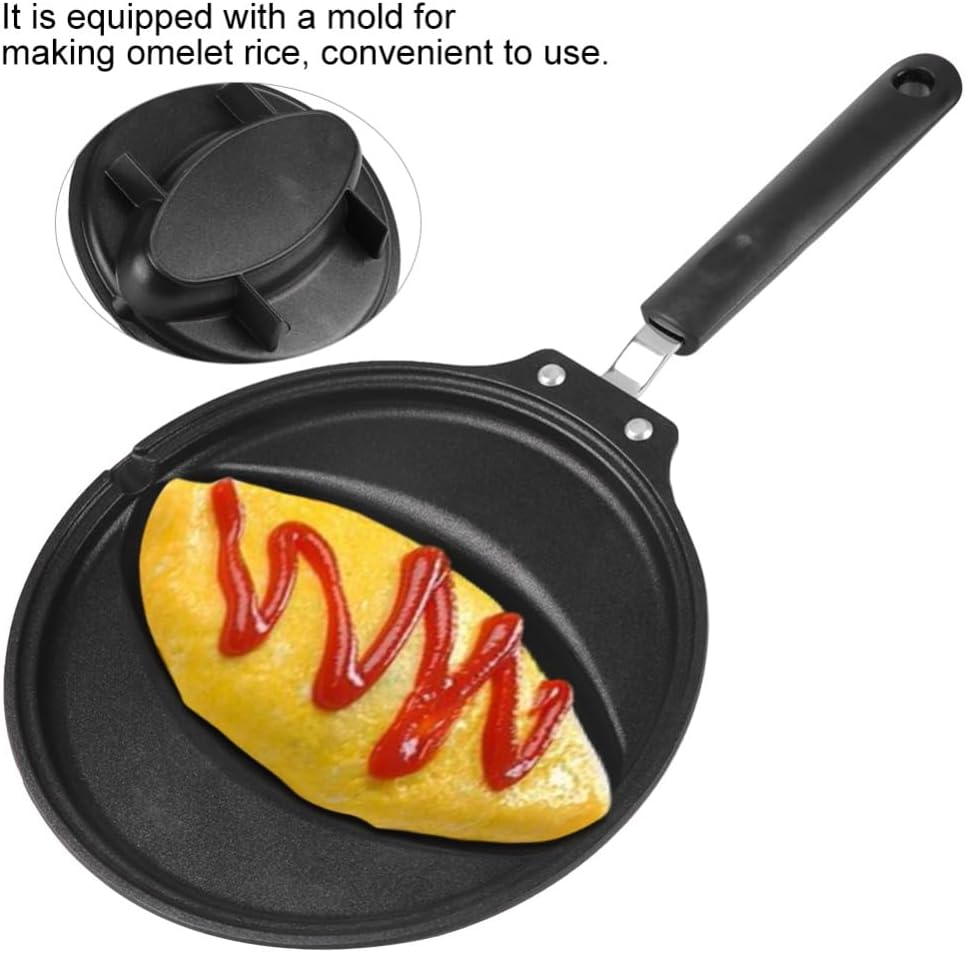 Omelet Pan with 7.5-Inch Mould – 8.6-Inch Aluminum Frying Pan for Omelet Rice Making, Compatible with Gas & Induction Cooktops, Stay-Cool Handle