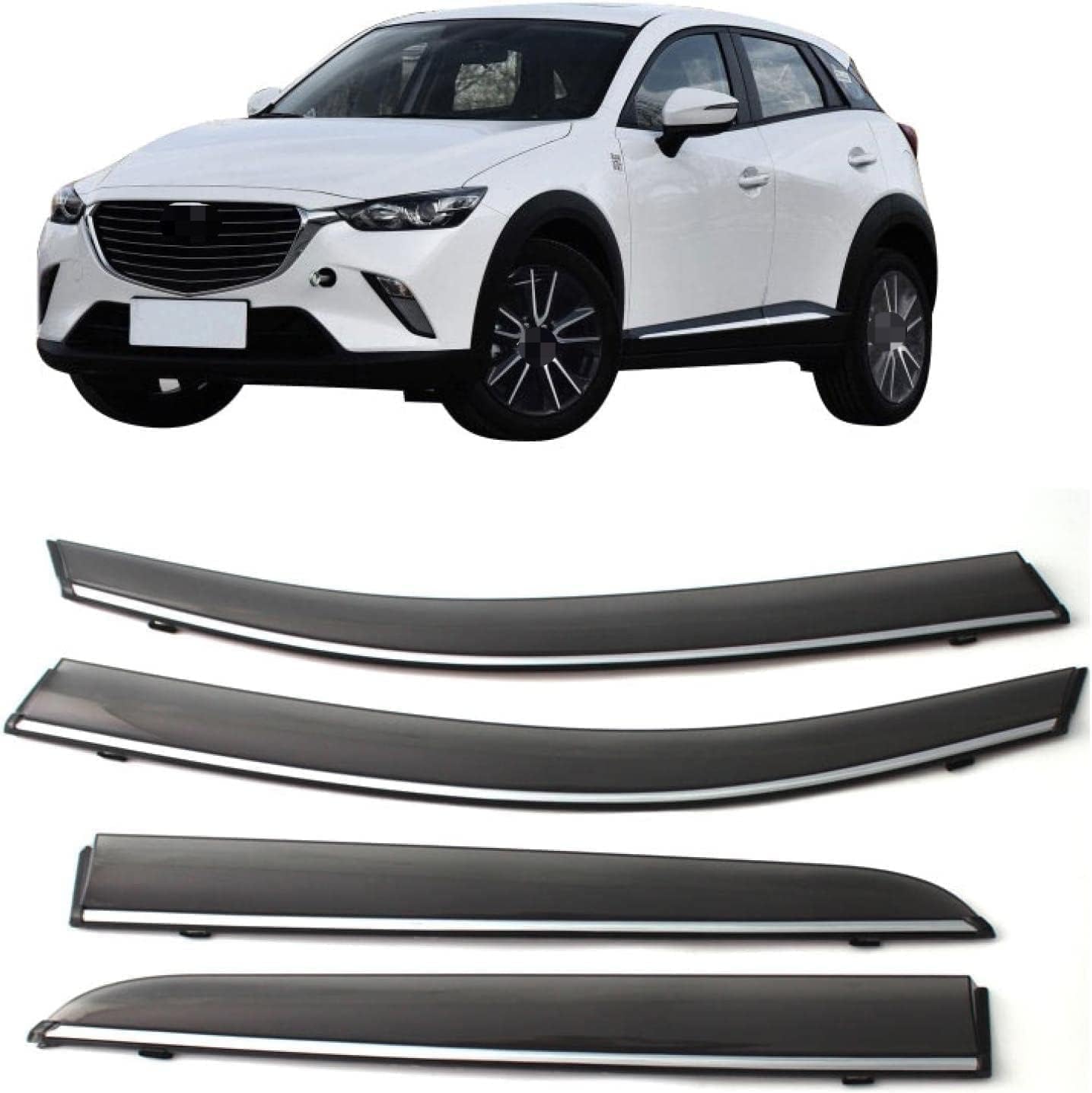 Panxuc Normal Car Wind Deflectors For Mazda Cx-3 2016-2021, Side Window Wind Rain Deflector Window Visor Sun Rain Guard Smoke Guards