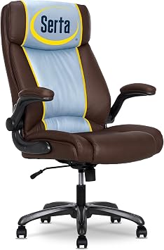 Serta Big and Tall Office Chair with Lumbar Support, Flip Arm Leather Chair