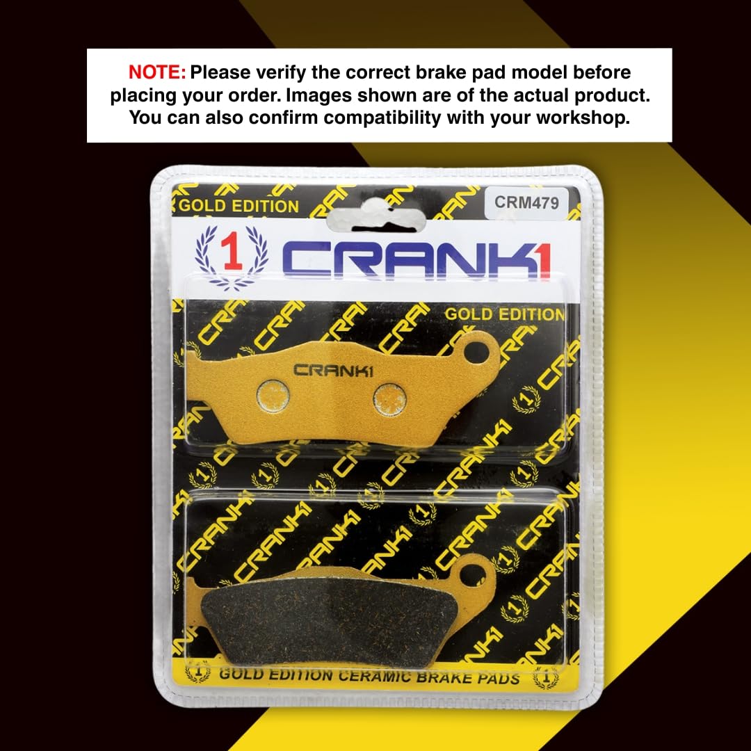 CRANK ONE Ceramic Brake Pads Compatible For Jawa 42 | Front | CRM479 | 1 Set | Smooth Braking | Heat Resistant | Long Life | Disc Friendly 1