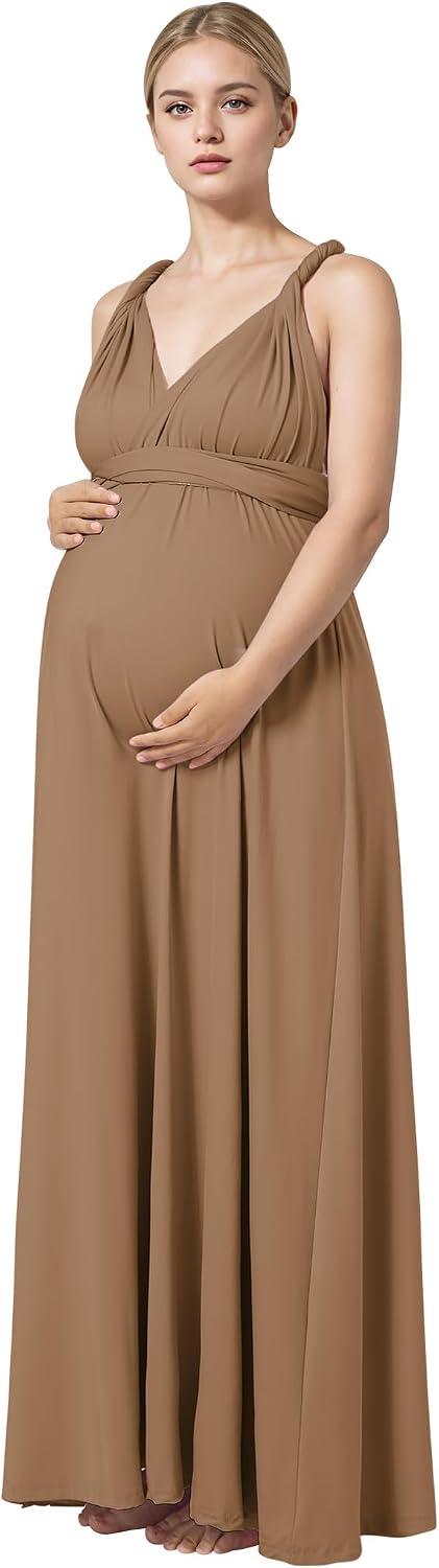 IWEMEK Pregnancy Women Baby Shower Maternity Dress for Photoshoot Wedding Guest Multi Way Wrap Convertible Bridesmaid Dress