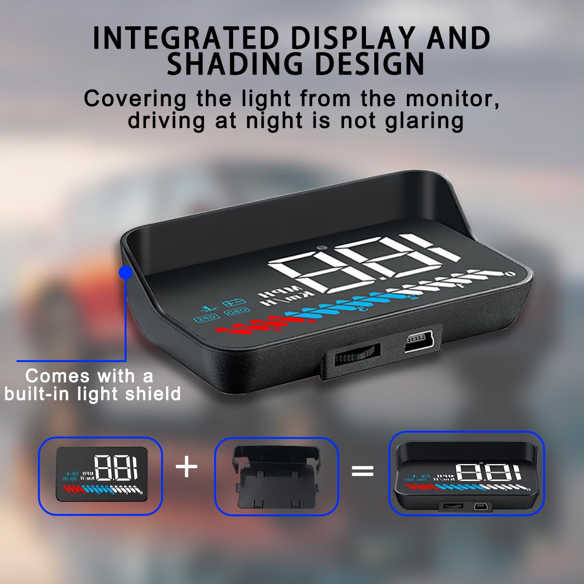 CGEAMDY Pantalla Universal Head Up Display, Head Up Car Hud Obd2 & Hud Gps Display, Obd2 Y Gps Velocímetro Sistema Dual, Head-Up Display Led Velocímetro Proyección Velocidad Advertencia M7 Auto Parts