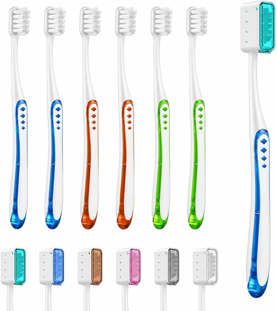 6 Pack Manual Extra Soft Toothbrushes with 6 Pack Toothbrushes Covers