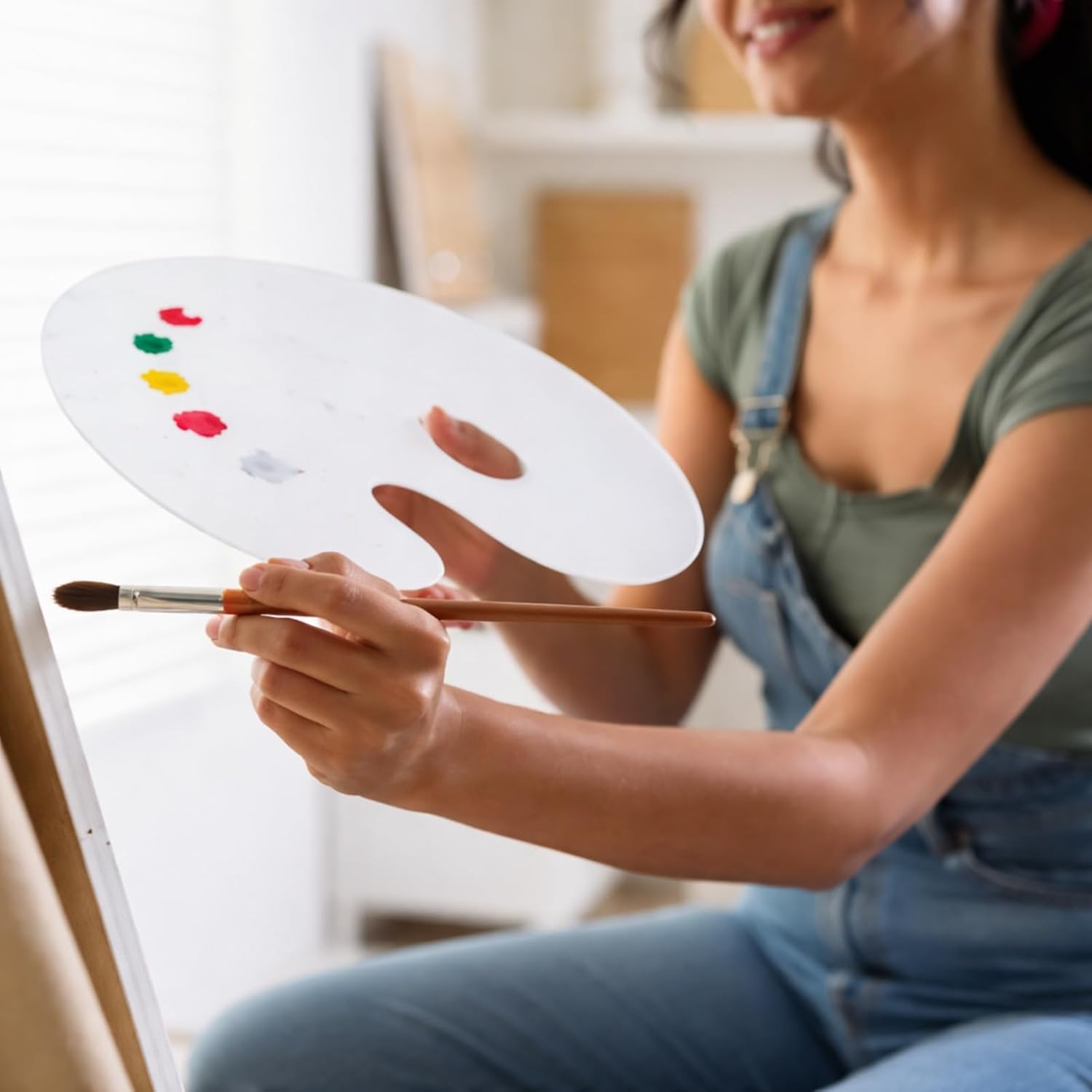 Nuanchu 10 x 14 Inch Oval Glass Paint Palette for Oil Painting Artist Paint Mixing Palette Scratch Resistant Easy to Clean for Color Mixing Acrylic Painting Supplies for Use with All Art Media(White)