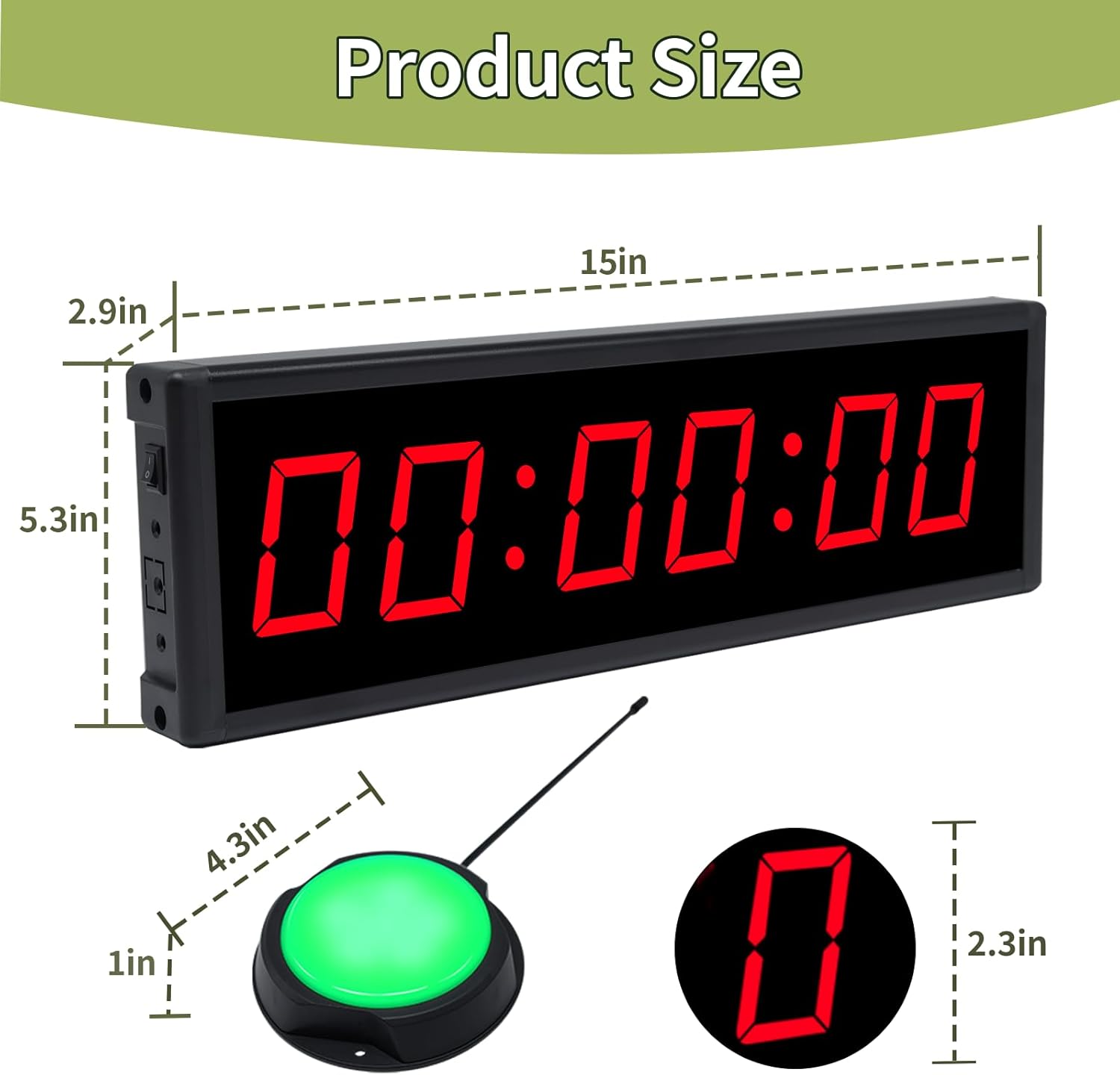 Digital Gym Timer with Wireless Button,Interval Timer with Remote Contron for Stopwatch,Countup/Down,Digital Wall Clock for Cornhole,Game,Indoor & Outdoor Sport
