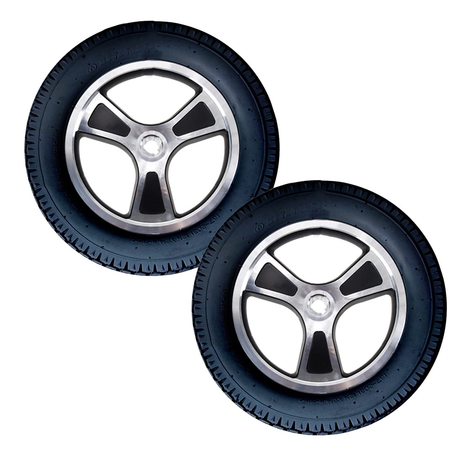 12 Inch Rear Wheel, Electric Wheelchair Wheel Assembly (Pair), 12 1/2x2 1/4, Replacement Wheel Accessories, PU Solid Tire