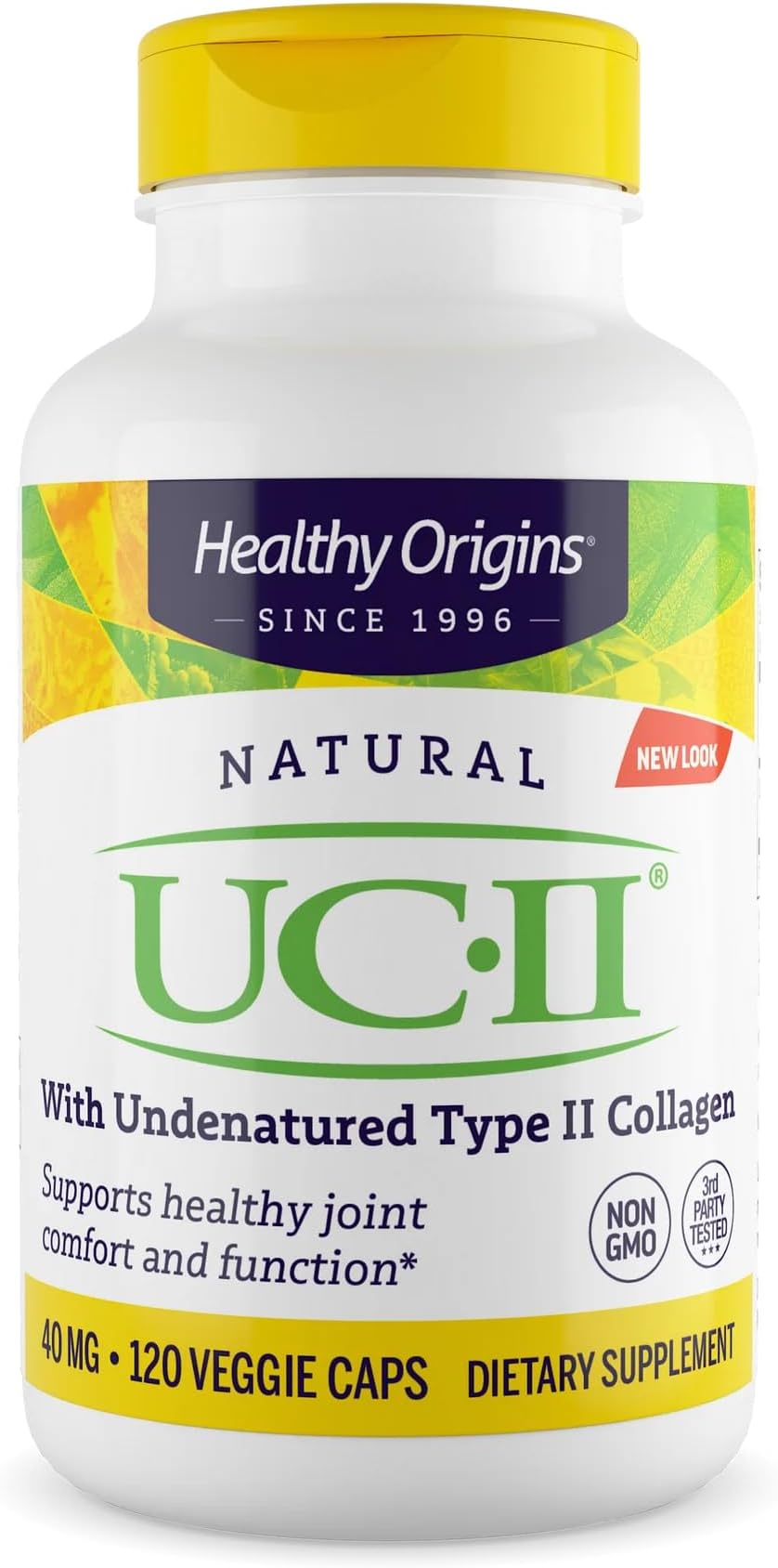 Healthy Origins UC-II 40 mg, 120 Veggie Capsules - Featuring Clinically Studied Undenatured Type II Collagen - Supports Joint Comfort, Mobility & Flexibility - Non-GMO & Gluten-Free - 2 Month Supply