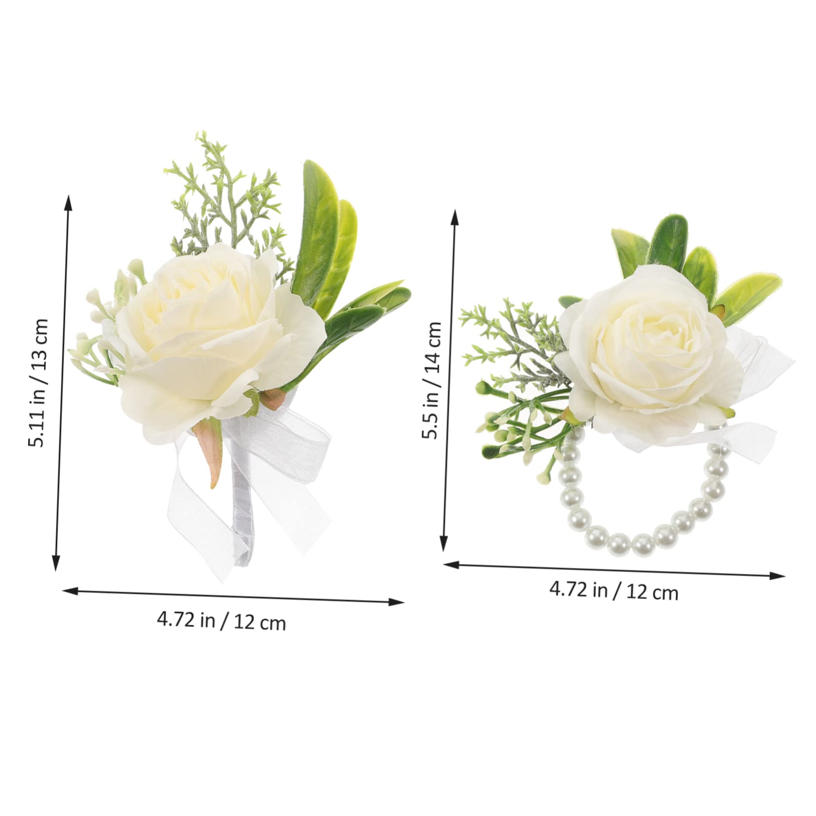 KESYOO 2PCS Wedding Bridesmaid Wrist Flower Corsage Handmade Silk Rose and Pearl Wristlet for Bridal Party