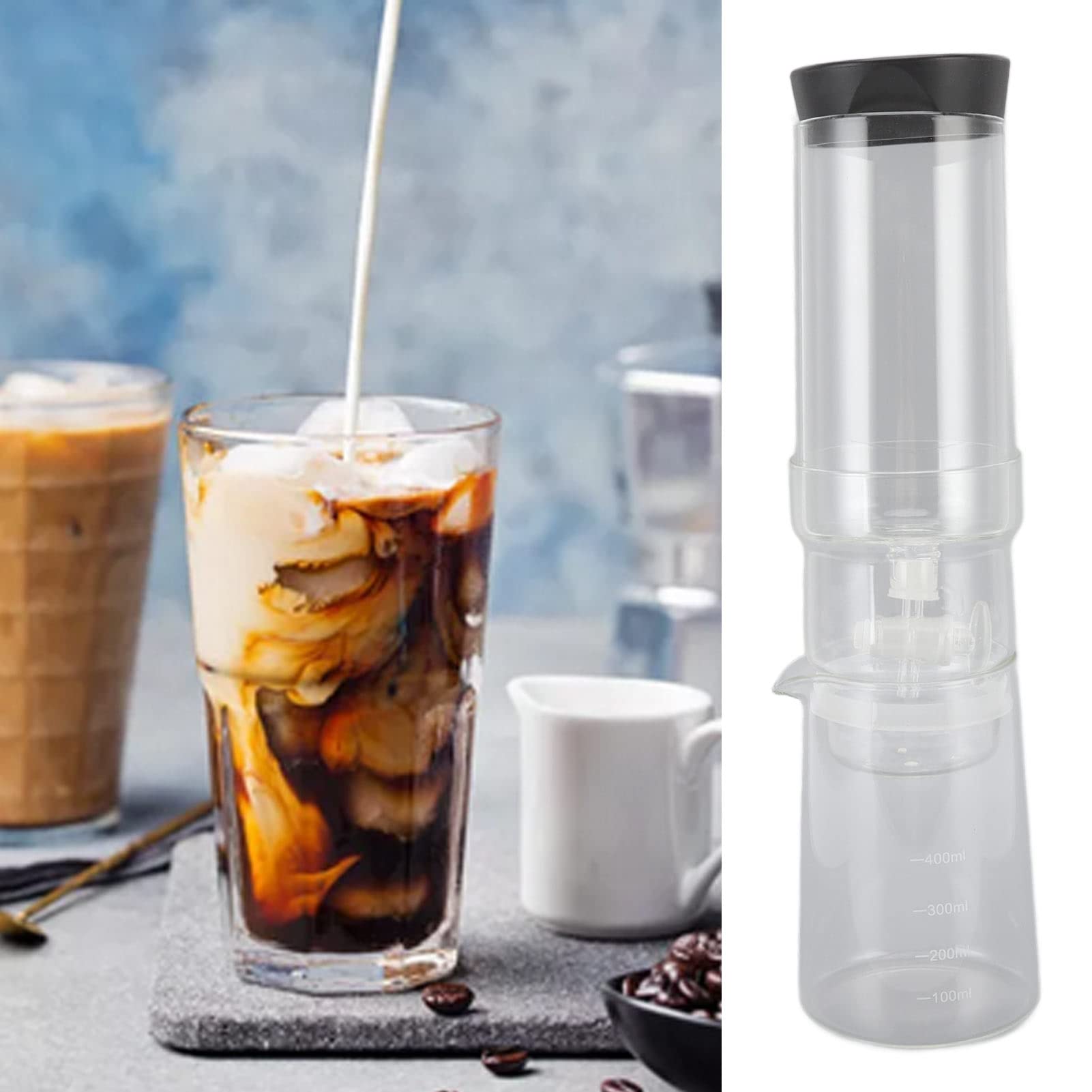 Gocciolatore per caffè Gocciolatore Regolabile per Birra Fredda Regolabile in Vetro Borosilicato da 400 Ml per gli Amanti del caffè Freddo