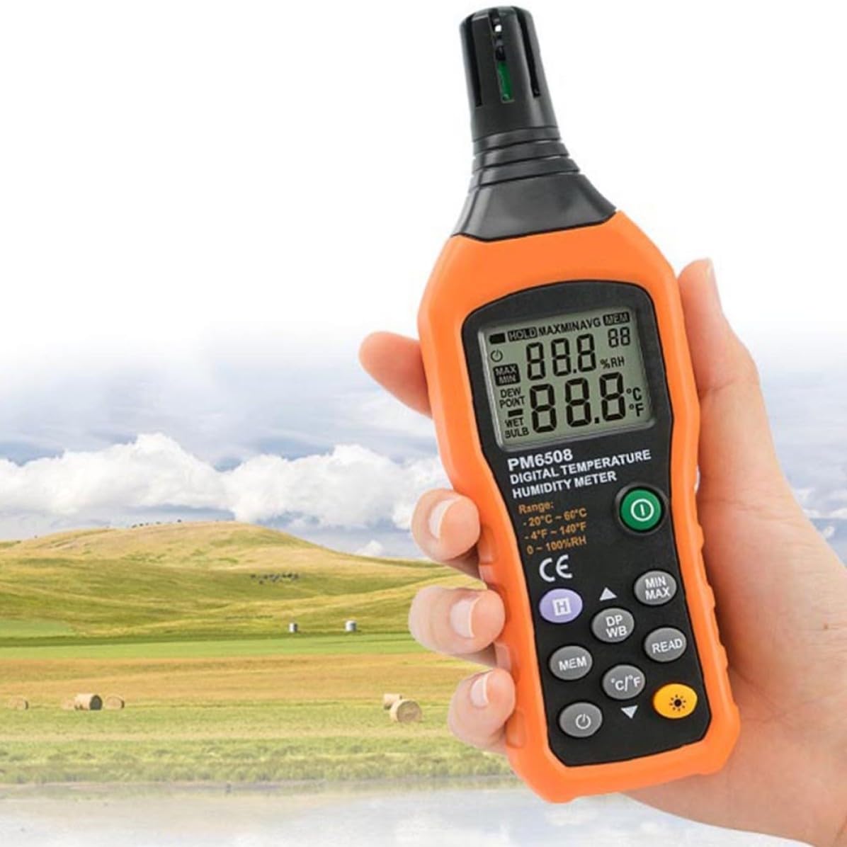 Medidor de Temperatura y Humedad Pm6508 Pantalla Electrónica
