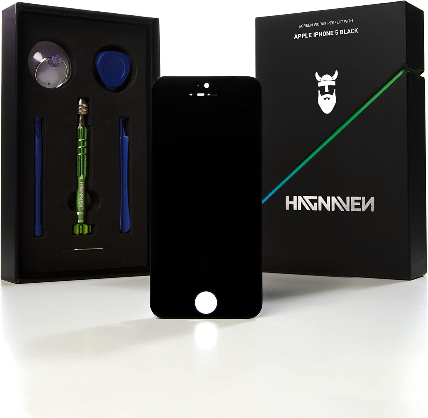 Juego de Pantalla Hagnaven® Compatible con iPhone 5 | Negro | Ajuste 100% preciso | Cristal LCD Retina Pantalla táctil | Juego de Herramientas para la instalación | Año de producción 2021