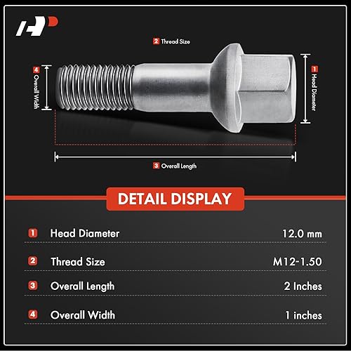 Vista 2 de A-Premium M12-1.50 - Tornillos de rueda compatibles con Mercedes-Benz C220 C230 C240 C280 C32 AMG C320 C350 E320 E420 E430 E55 AMG Juego de 10