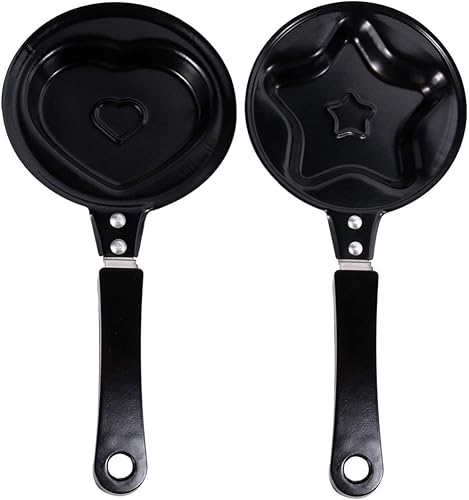 Miniatura 6 de BESTonZON 2 piezas de estilo sartén antiadherente para hacer huevo, tortilla, estrella, multiusos, panqueques, hierro, forma de cocina, mini huevos