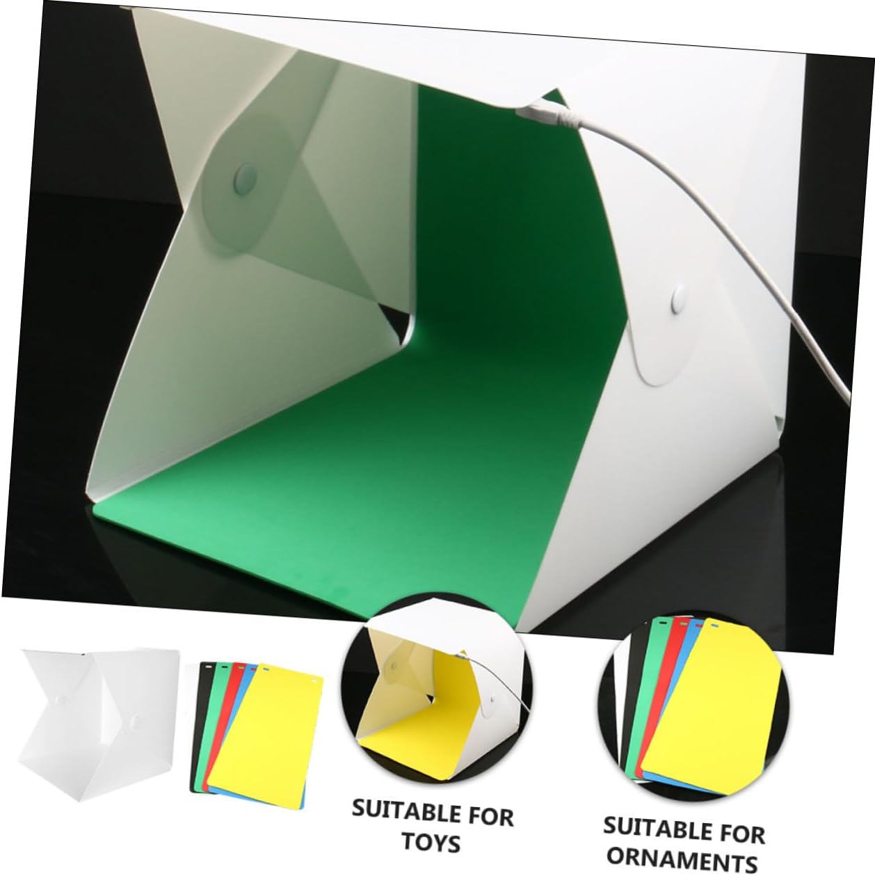KALLORY Mini Portable Folding Photo Box with LED Light Strips, Adjustable Brightness Photography Tent with 6 Color Backdrops, 30cm Medium Shooting Cube for Product and Portrait Studio