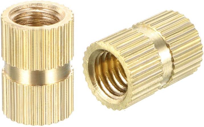 sourcing map Knurled Insert Nuts - 100Pcs M6 x 12mm Length x 8.5mm OD Female Thread Brass Threaded Insert Embedment Nut for 3D Printer