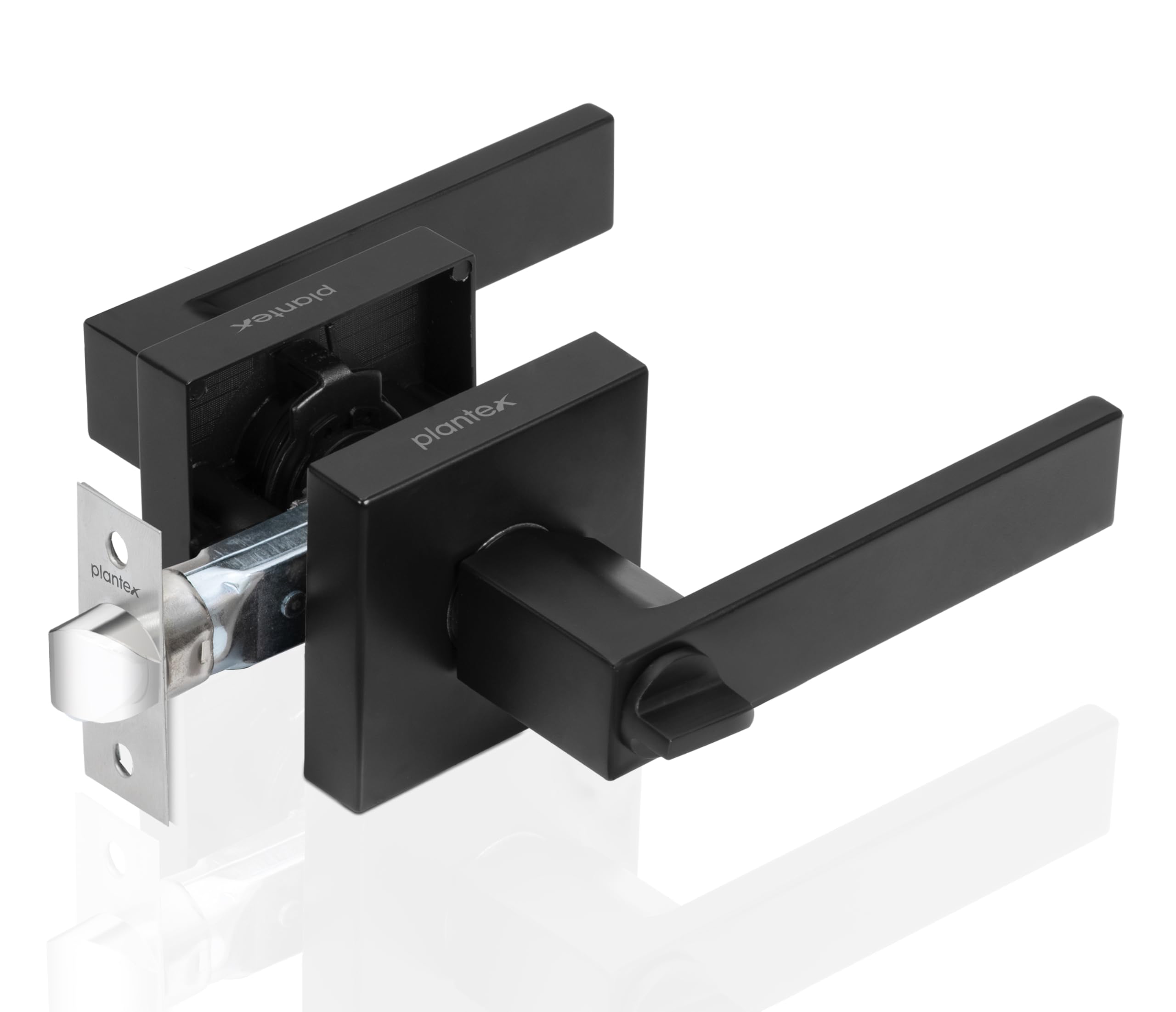 Plantex Brass New Age Bathroom Door Locks/Key-Less Door Lock Set For Bedroom/Balcony/Office/Storeroom - Reversible Design (Black Finish, 30Mm To 50Mm Door Range)
