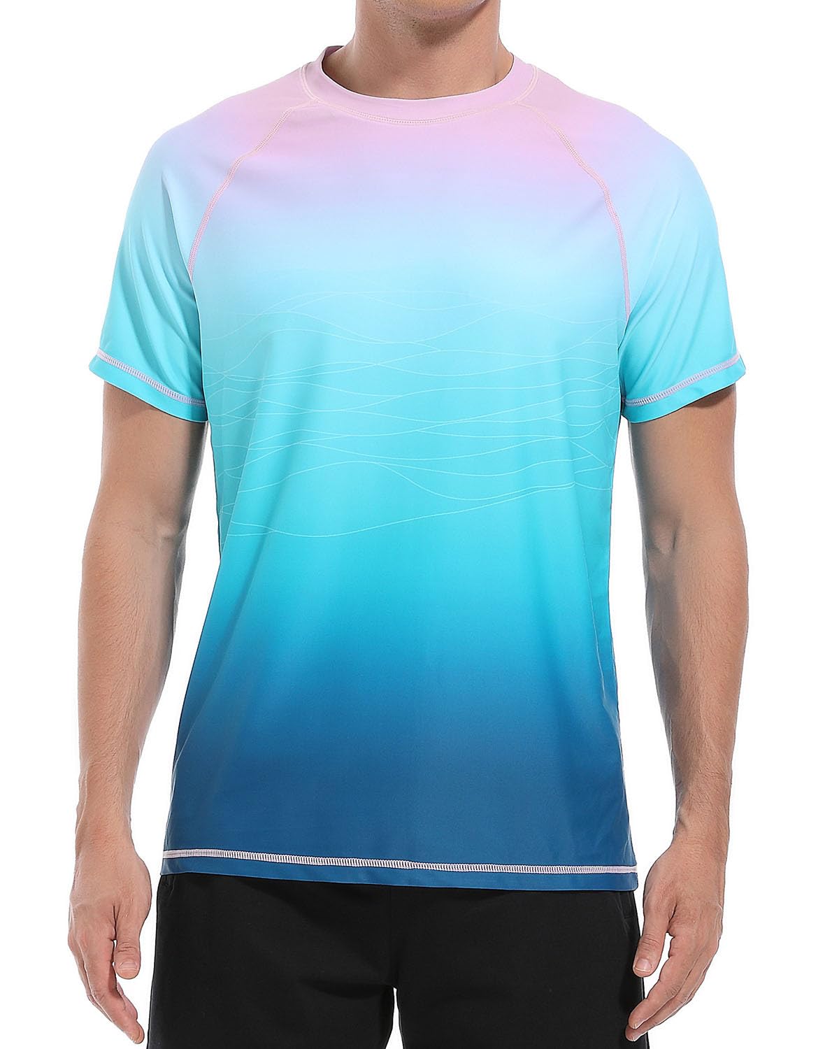 VAYAGER Herren-Badeshirts Rash Guard UPF 50+ Kurzarm, schnell trocknend, lockere Passform, Wassersurf-Shirt