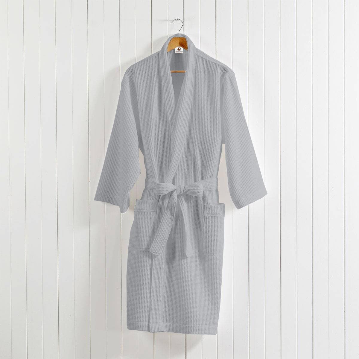 Enchant Home Grey Cotton Waffle Bathrobe for Women and Men, Lightweight Soft Unisex Knee Length Cotton Robe, Premium Comfortable Dressing Gown for Home Loungewear Use and Relaxation Bathrobe 3