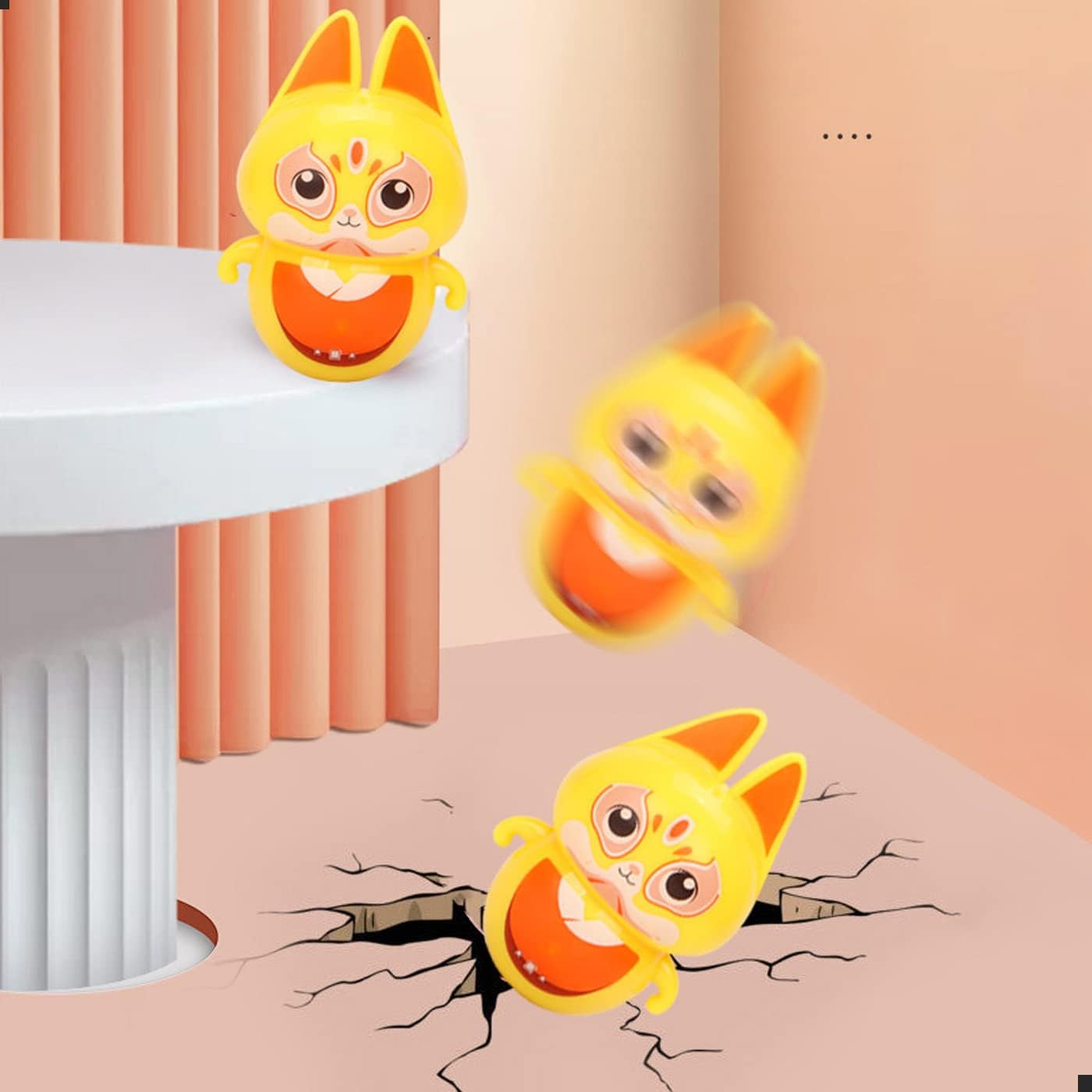 Random Tumbler Wobbler Toys | Stress Relief 25PCS Mini colorful Roly-Poly Wobbling Toy | Cartoon Miniature Figures Toy Like Fox or Beijing Opera Cat | Tumbler Early Education Toys for Kids or Adult