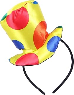 Dkomekii Polka Dot Clown Top Hat Headband Jester Carnival Circus Costume Headwear Funny Performance Props Halloween