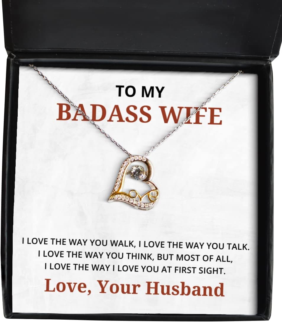 to My Badass Wife Love Dancing Necklace, I Love The Way You Walk, Best Birthday Gifts, Engagement Gifts, Wedding Gifts, Valentines Day Gifts from Your Husband