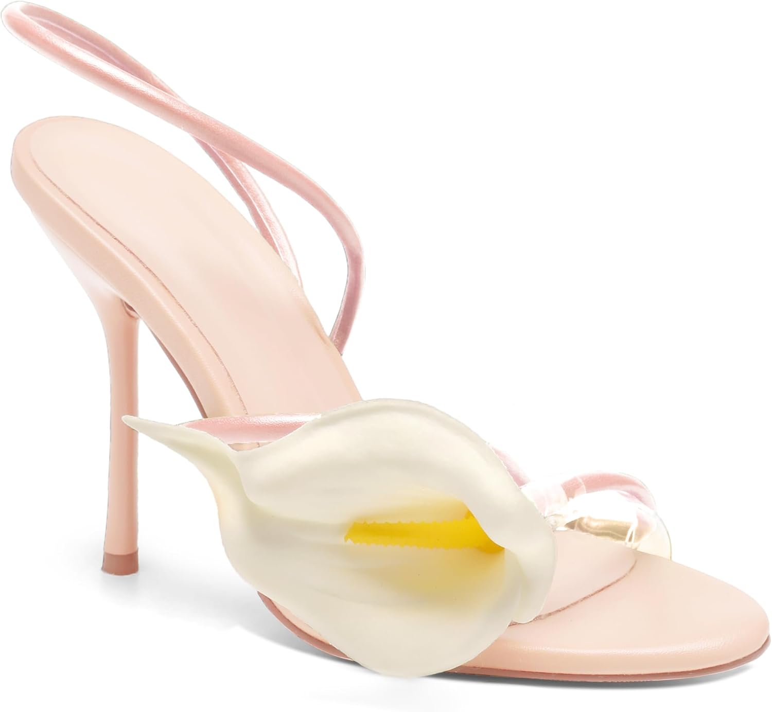 Flower High Heels for Women Calla Lily Open Toe Floral Stilettos Heels Sexy Strappy Wedding Birthday Dressy Heeled Sandals