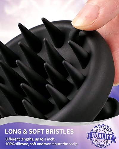 Miniatura 5 de Paquete de 2 cepillos de silicona para masajeadores de cuero cabelludo, limpiador de cuero cabelludo para ducha con cerdas suaves, cepillo para el