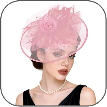 Fascinator Hats for Women Tea Party Hat Feather Flower Mesh Headband Vintage Hair Clip for Cocktail Wedding