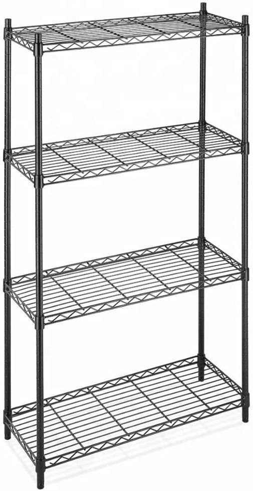 BAKAJI Multipurpose Chrome Plated Stainless Steel Bookcase Shelving Unit with 4 Adjustable Shelves 90 x 45 x 180 cm