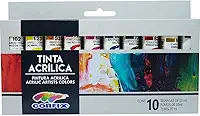 Tinta Acrílica, Corfix, 10 Cores, Bisnaga, 20 ml