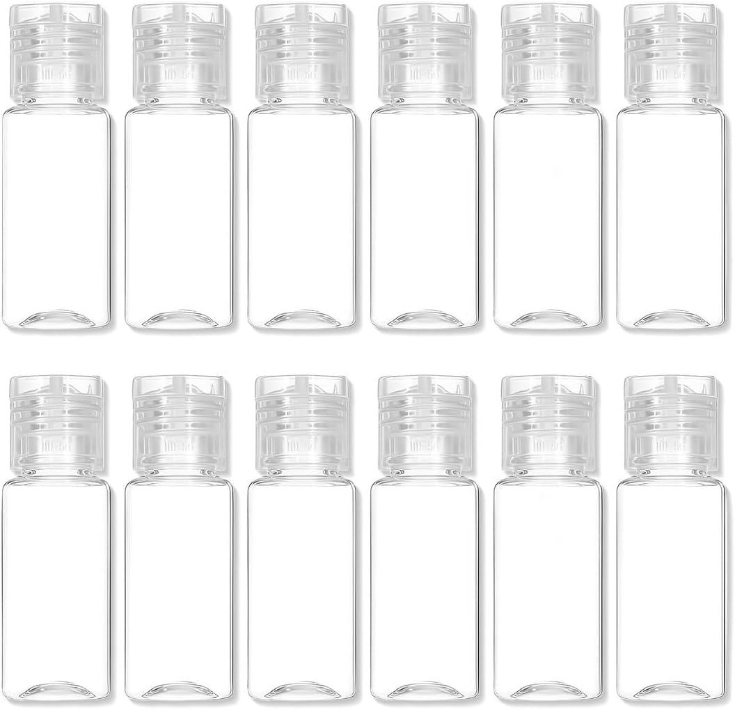 JEYORZY 12 Pièces Flacons Vide De Voyage, 15Ml Bouteille Conteneur De Voyage Plastique Pour Shampooing, Contenant Voyage, Après-Shampooing, Lotion, Produits Cosmétiques - Amazon product rated Grade C