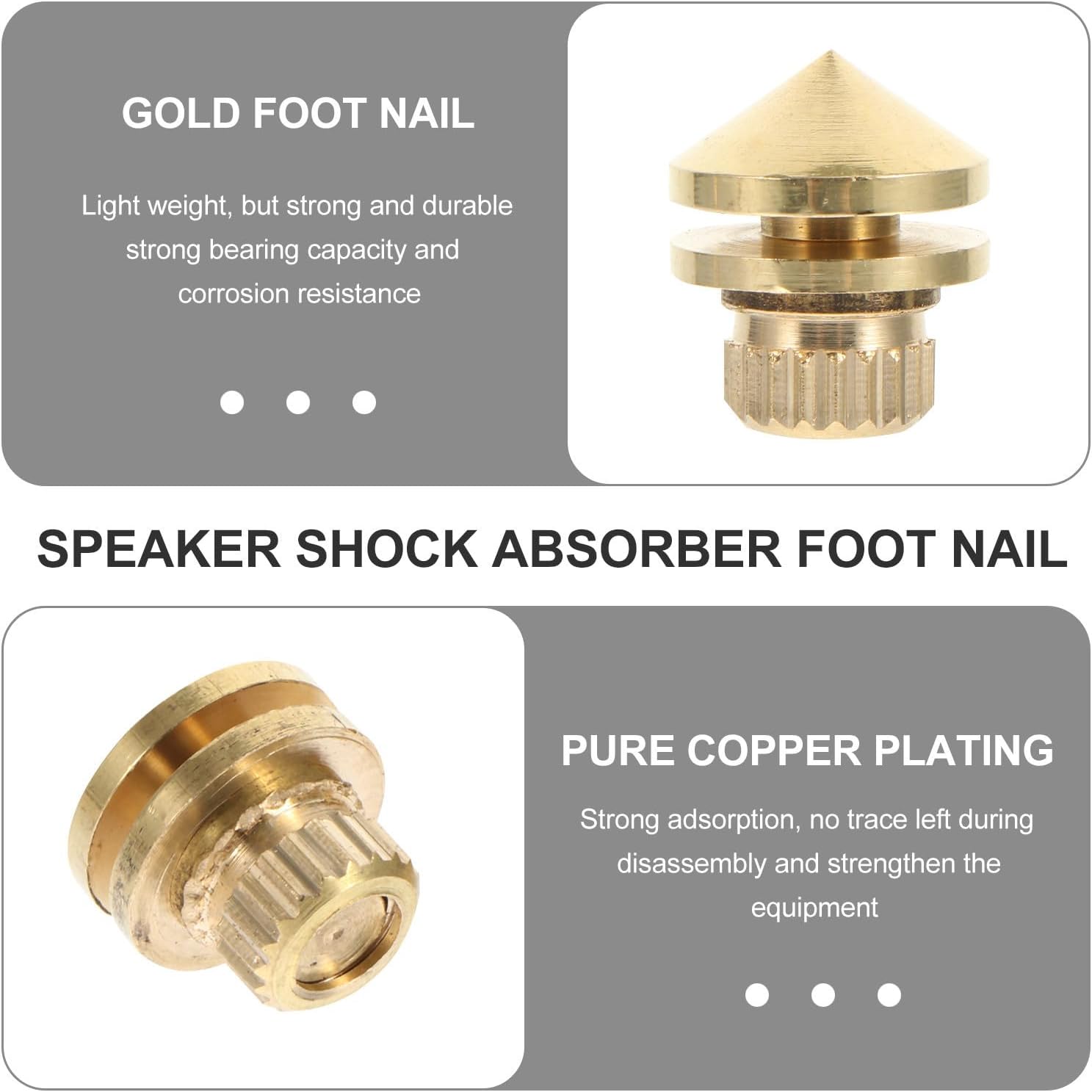 4pcs Shockproof Speaker Spikes for Smart Desktop Stability Copper