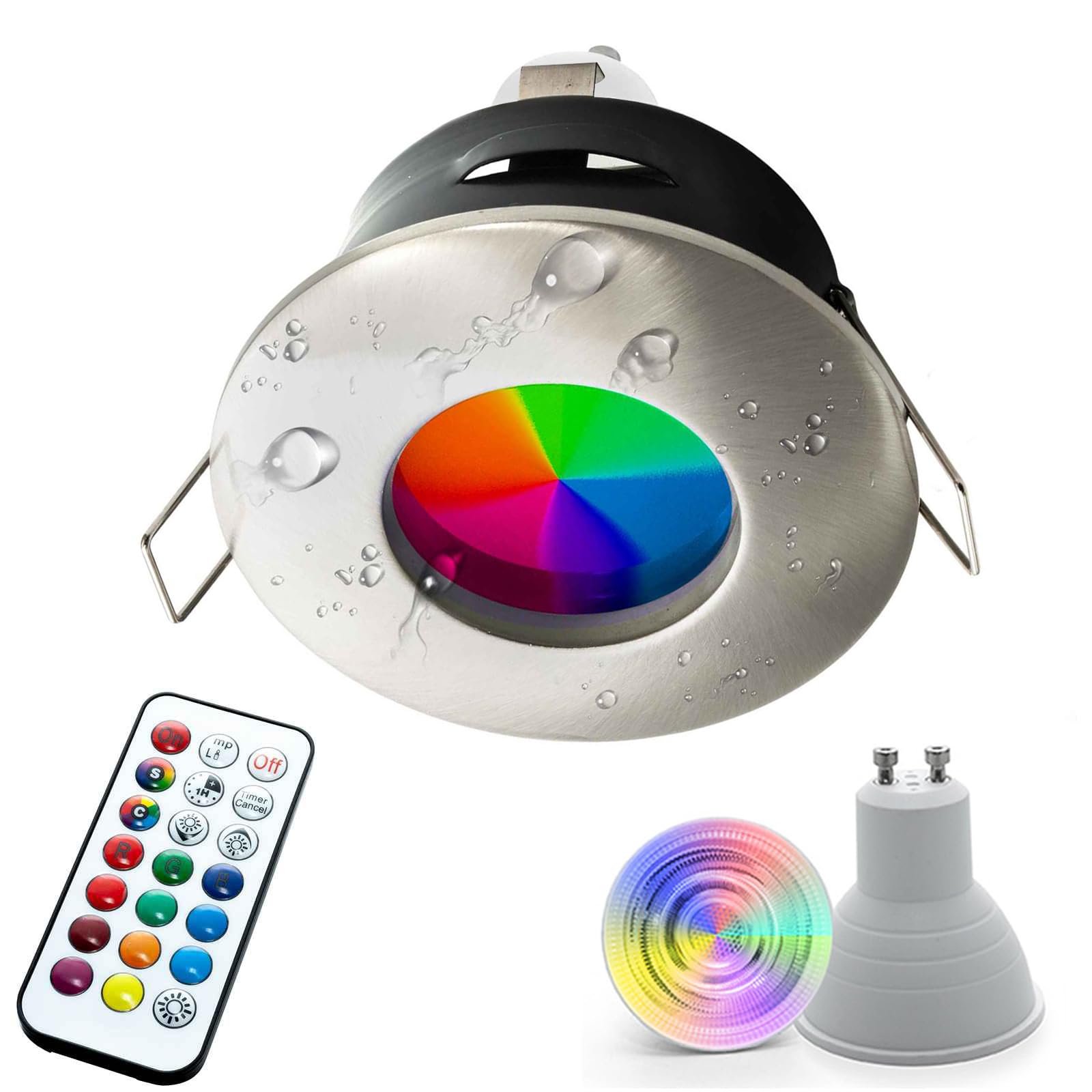 Plafoniera Faretto TONDO Lampada Soffitto LED GU10 6W Luce Vasca Box Doccia Sensoriale Bagno Ip65 230v Colore Bianco Rgbw 3000k 87470981