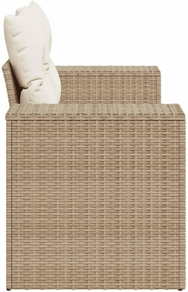 Modular Garden Sofa with Storage, Beige Poly Rattan Outdoor Patio Loveseat, Water-Resistant Cushioned Seating for Backyard, Terrace, and Porch