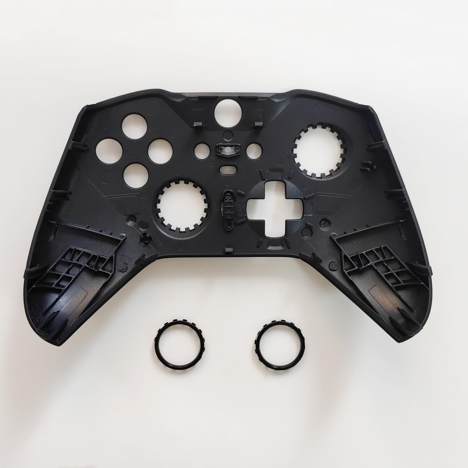 Hzxkqmil Carcasa de Repuesto Cáscara Frontal Cubierta Placa Concha Accesorios para Xbox One Mando Elite Series 2, Anillos de Joystick Incluidos, Negro
