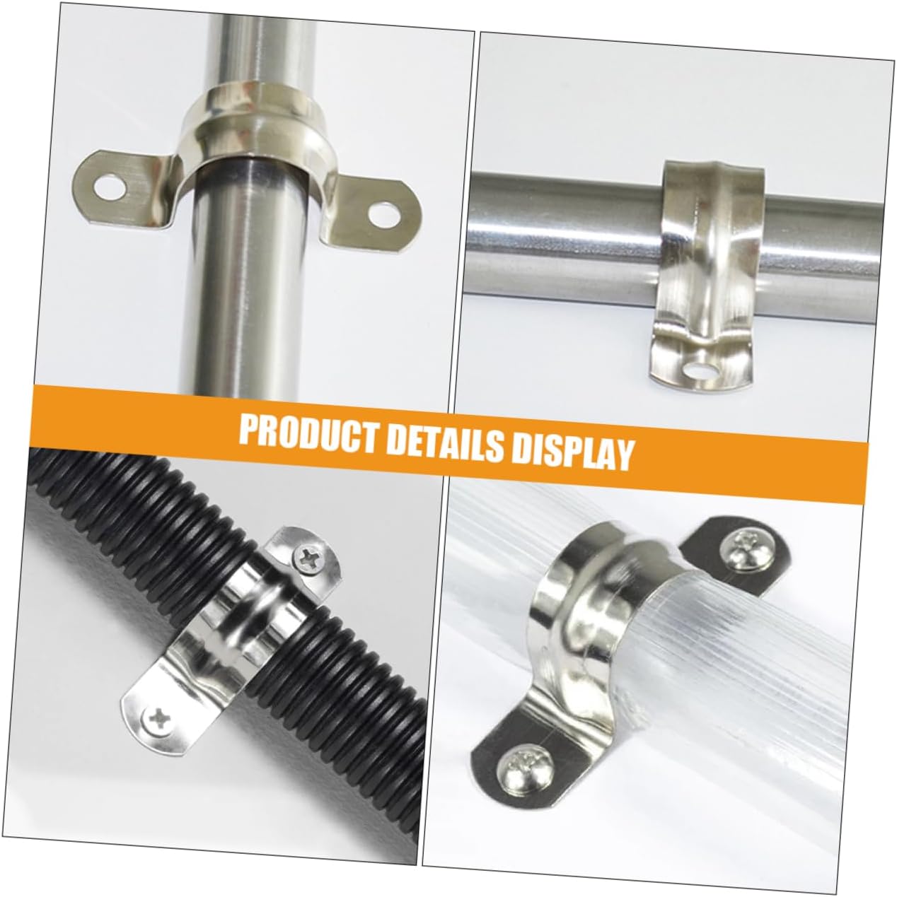 MAGICLULU 20pcs U-shaped Pipe Clamp Straps Stainless Steel Saddle Clips for Industrial Pipeline Easy Install