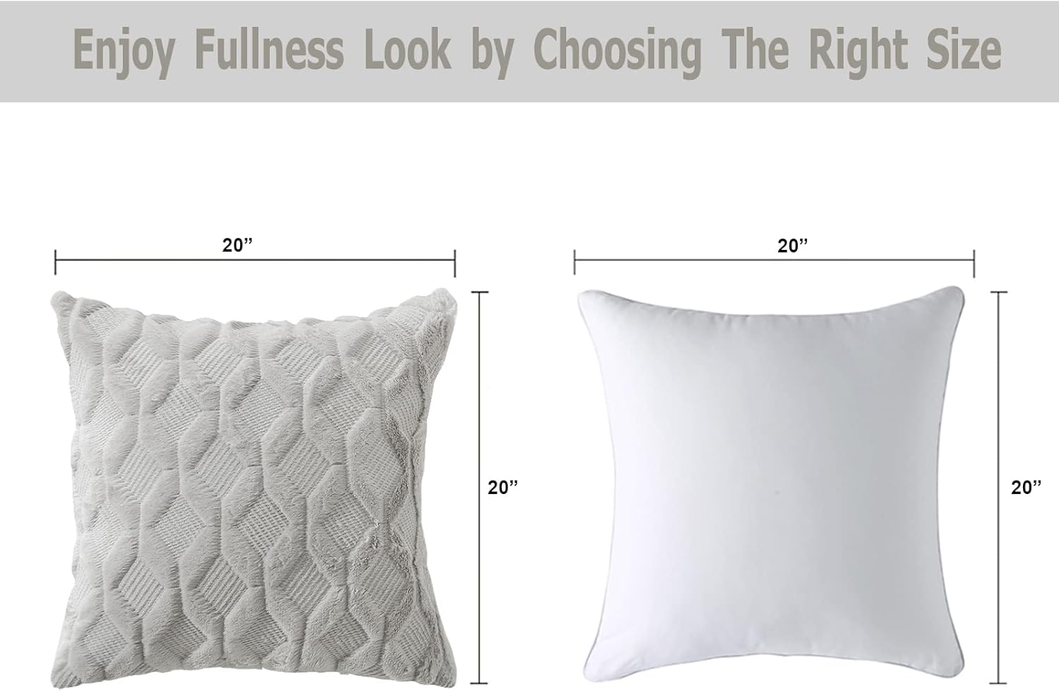 Volcanics Pack of 2 Faux Wool Throw Pillow Covers 20x20 Inches Decorative Farmhouse Velvet Couch Pillow Case Soft Plush Square Boho Cushion Pillowcase, Light Grey - Image 5