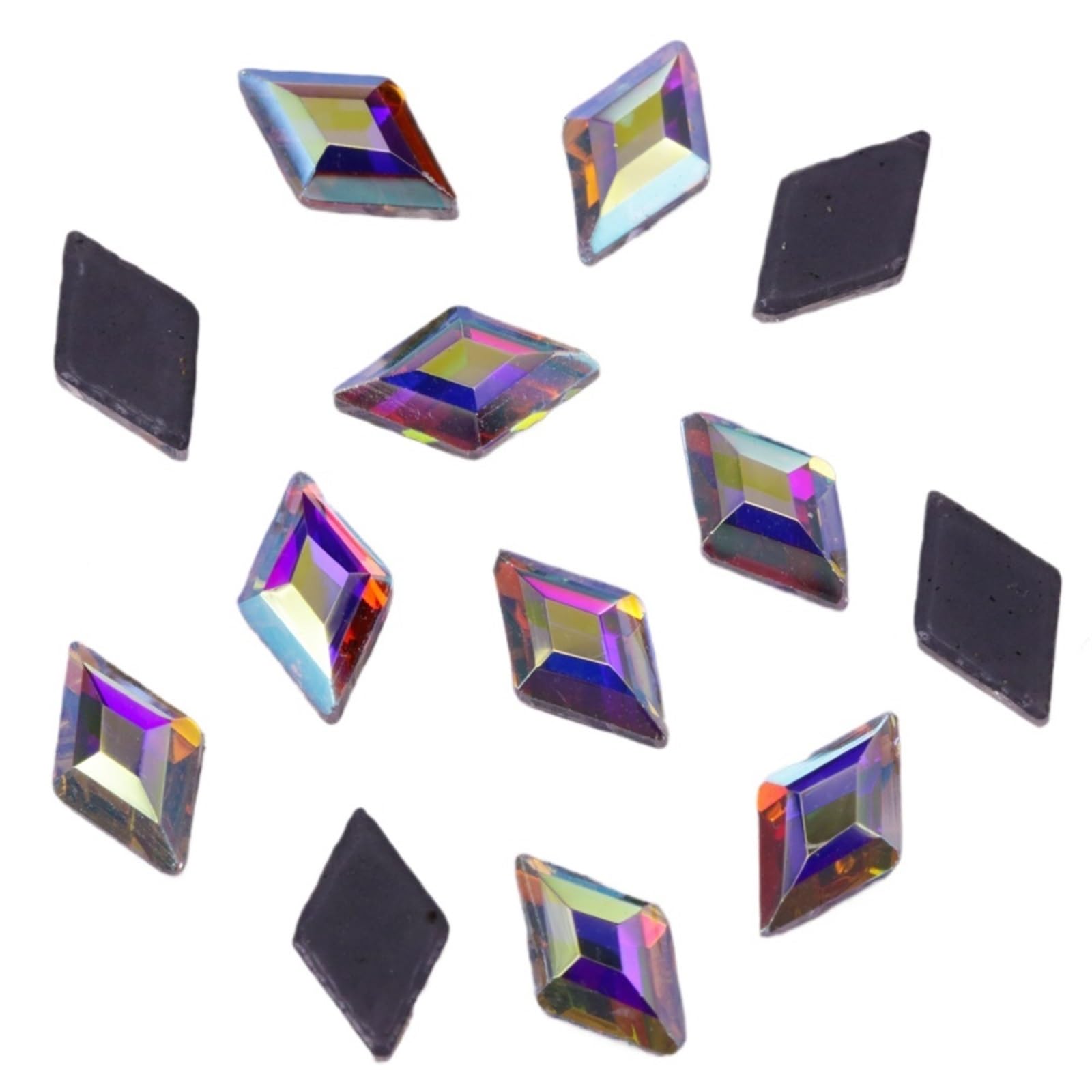 Pedrería de cristal de alta calidad con base plana termoadhesiva multicolor en formato 3x5mm