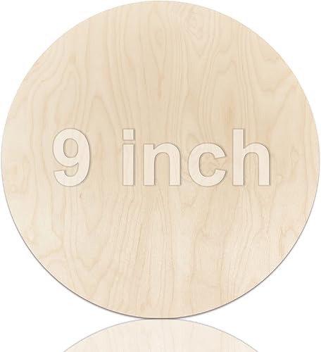 Círculos de madera contrachapada de abedul báltico de 9 pulgadas, hojas de madera para manualidades, hojas de madera de 0.47 pulgadas de grosor,