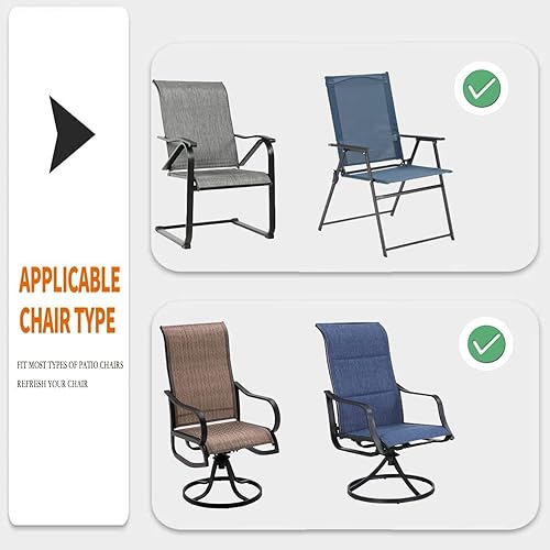 Miniatura 7 de Deisy Dee Fundas para sillas de comedor de patio, fundas de acero para sillas plegables para exteriores, fundas de metal para sillas de jardín (1,