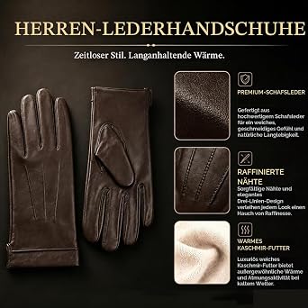 Harssidanzar Men's Leather Gloves Cashmere Lined Warm Touchscreen Gloves SM052EU