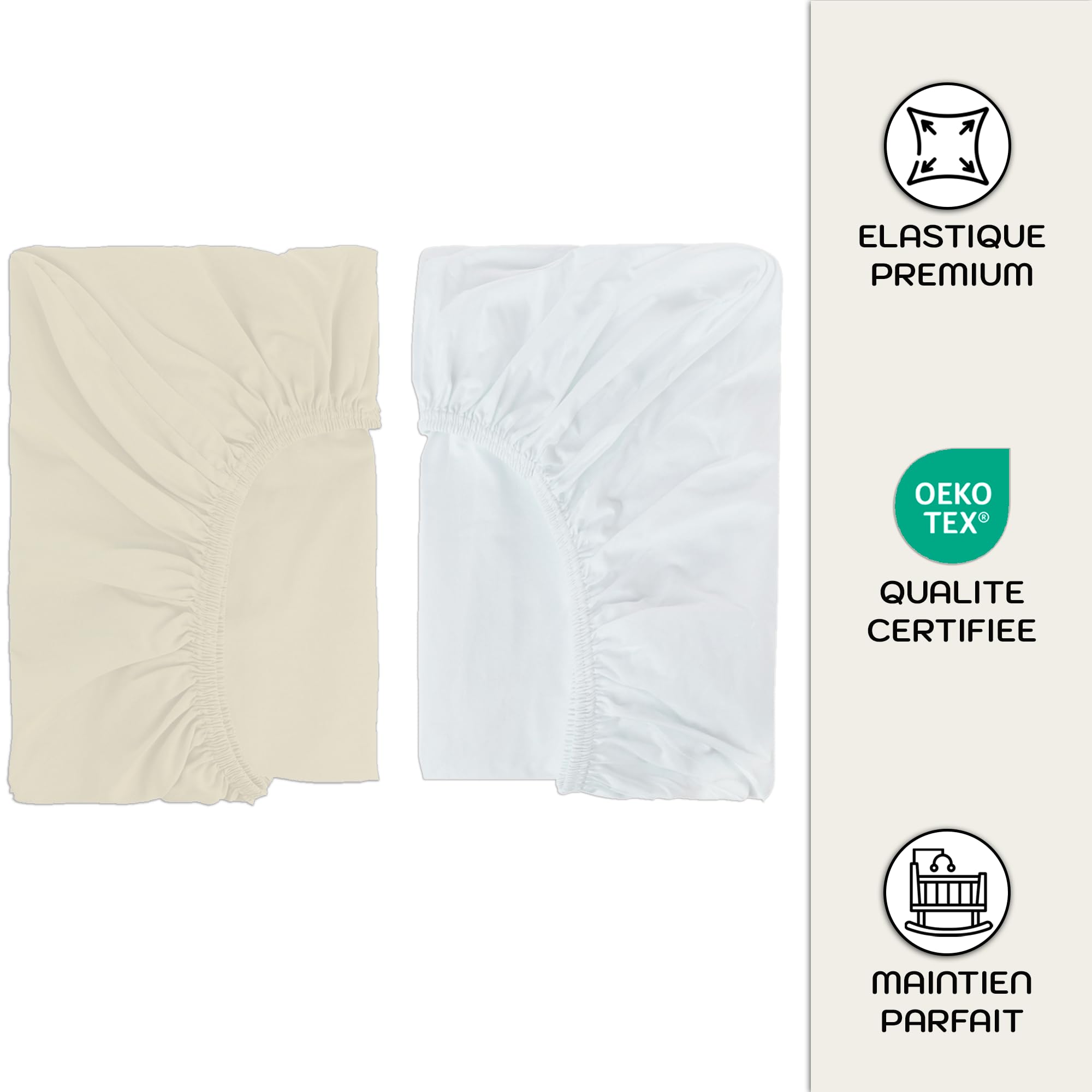 Lenzuolo 80 x 160 cm, 100% Cotone, Compatibile Con Letto Capanna Montessori, Senza Prodotti Chimici (Bianco/Vaniglia, 80 x 160 cm)