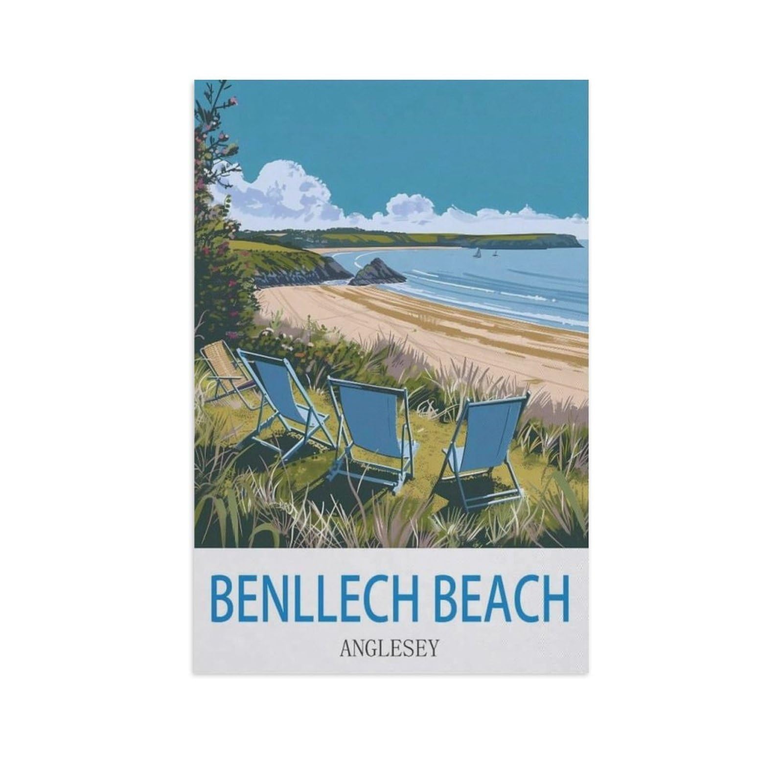 PGCKSK Benllech Beach Anglesey，Diamond Art Kits for Adults and Kids, Full Drill Round Rhinestone Paint with Diamonds（50 x 60 cm/19.68 x 23.62 inches）-FX45